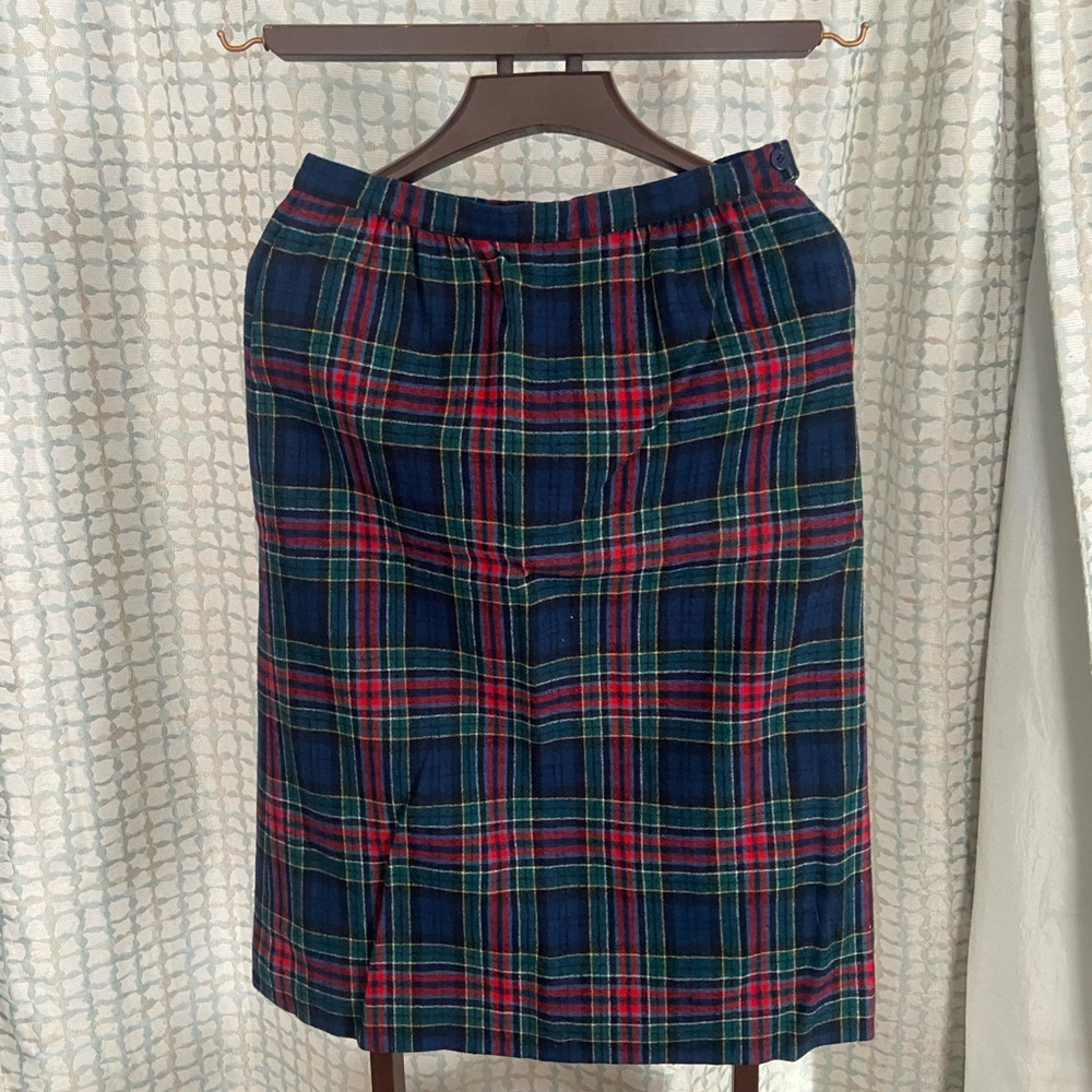 Pendleton Blue and Red Plaid Pencil Skirt